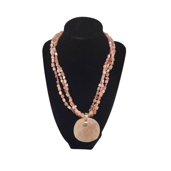 Premier Designs Catalina Rose Quartz Three-Strand Necklace Pink Quartz Necklace - Picture 1 of 12